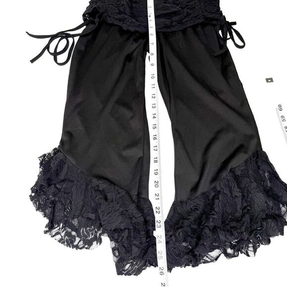 Black Capri Leggings with Lace Bell Bottoms – Boho Festival Style – Size Small - Picture 3 of 6